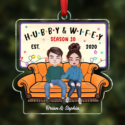 Christmas Couple Hubby Wifey Season - Personalized Custom Shaped Acrylic Ornament