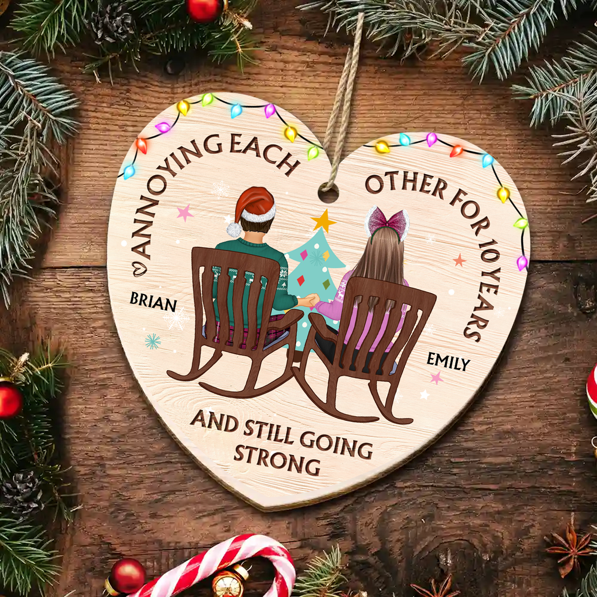 Annoying Each Other For Years Couple - Personalized Custom Shaped Wooden Ornament