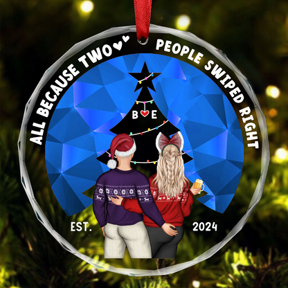 Two People Swiped Right - Personalized Circle Acrylic Ornament