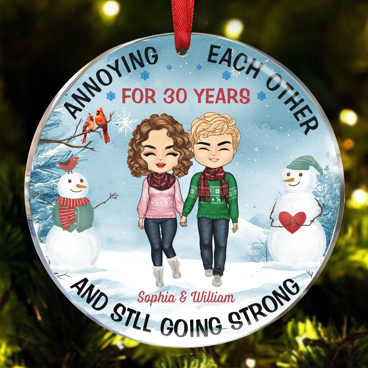 Old Couple Annoying Each Other - Christmas Gift For Couple - Personalized Custom Circle Ornament