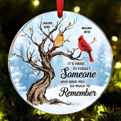 Memorial Cardinal Hard To Forget Personalized Circle Ornament