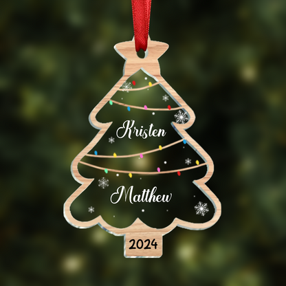 Wish You A Wonderful Christmas - Family Personalized Custom Ornament - Acrylic Custom Shaped - Christmas Gift For Family Members