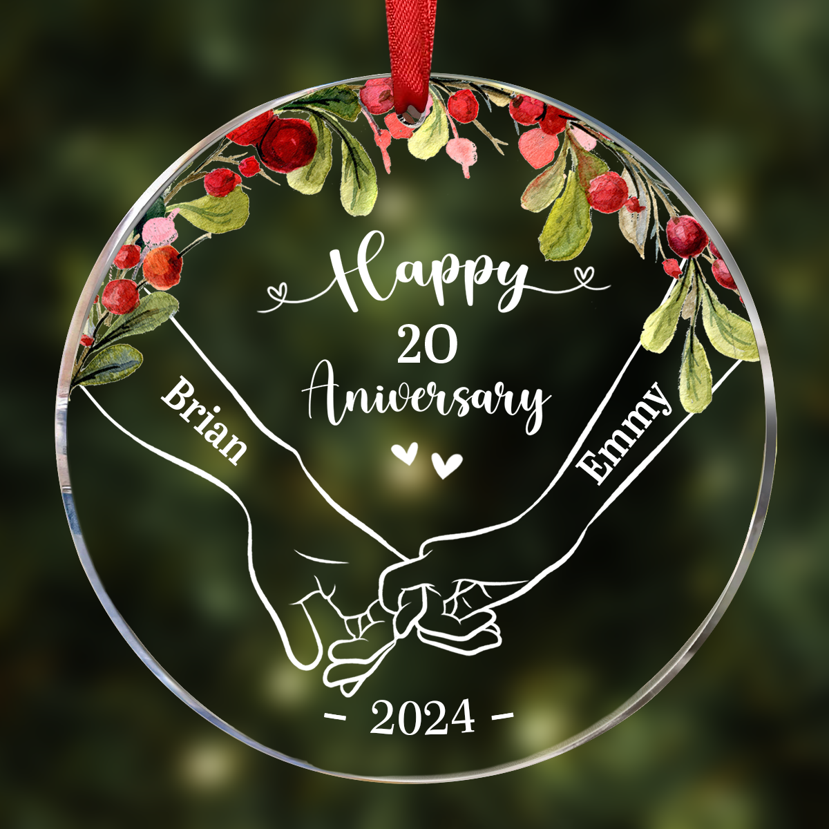 Happy Anniversary Celebrating Married - Personalized Circle Acrylic Ornament