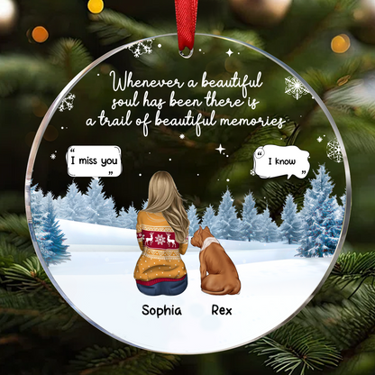 Memorial Dog Cat Beautiful Soul Beautiful Memories - Personalized Circle Acrylic Ornament