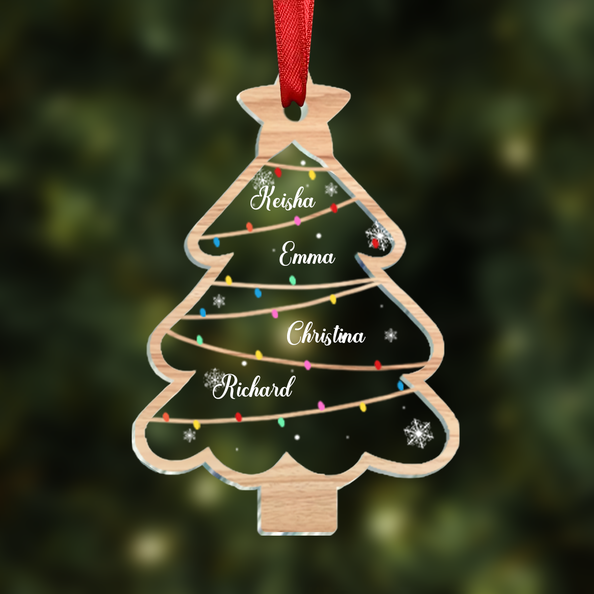 Wish You A Wonderful Christmas - Family Personalized Custom Ornament - Acrylic Custom Shaped - Christmas Gift For Family Members