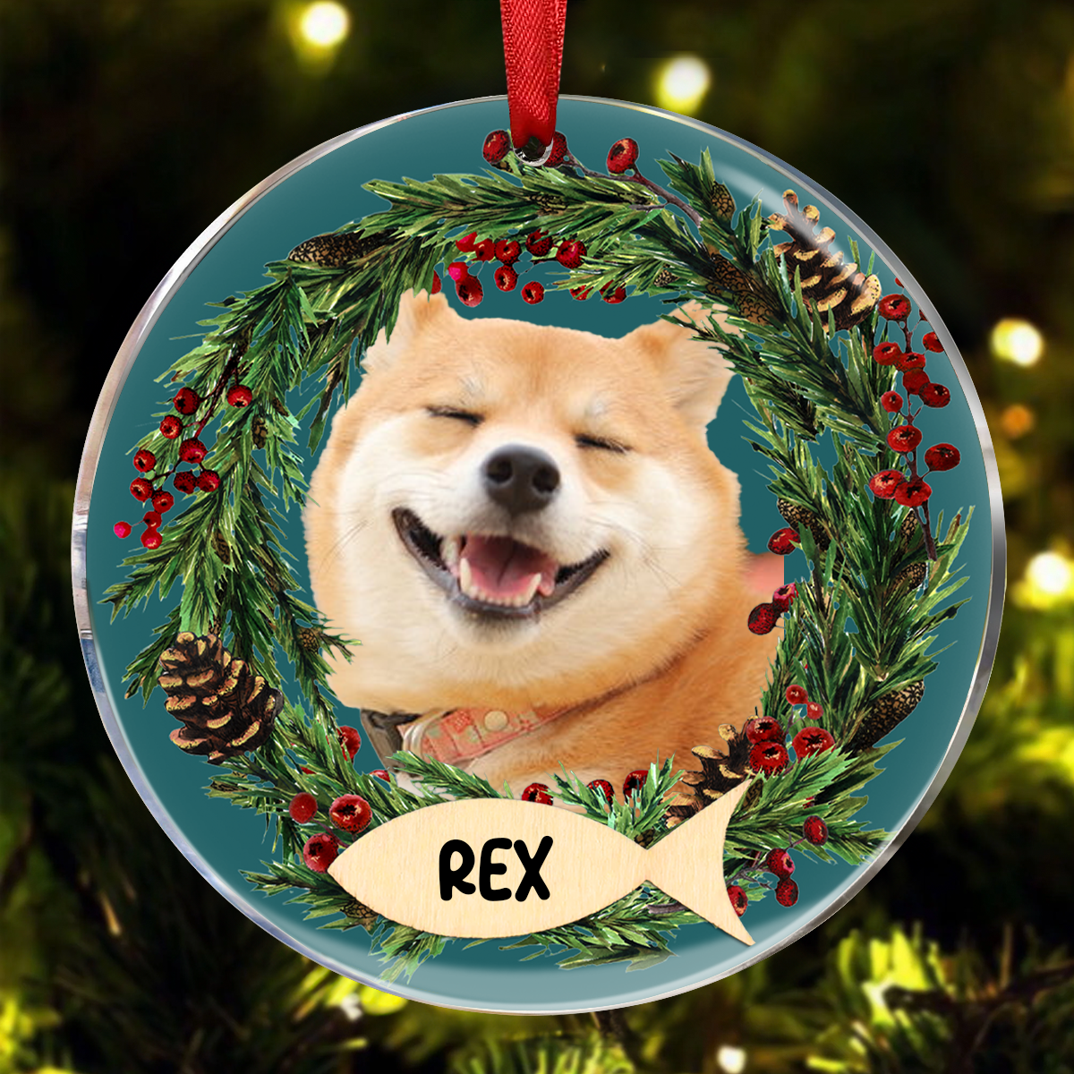 Custom Photo Lovely Pet Face - Christmas Gift For Pet Lovers, Pet Memorial - Personalized Circle Ornament