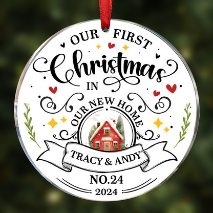 First Christmas In New Home Couples Family - Personalized Circle Acrylic Ornament