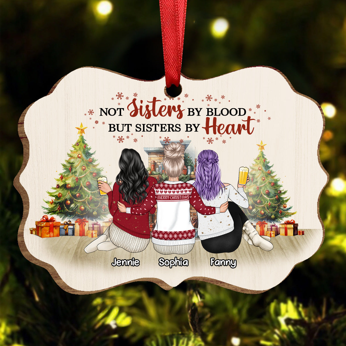 Best Friends Not Sisters By Blood But Sisters By Heart - Christmas Gift For BFF - Personalized Wooden Ornament