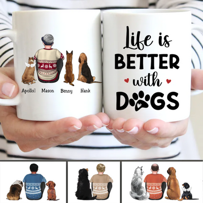 Father's Day - Life Is Better With Dogs - Personalized Mug