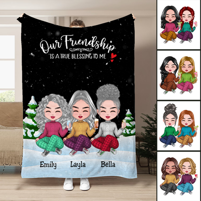 Besties - Our Friendship Is A True Blessing To Me - Personalized Blanket (TT)