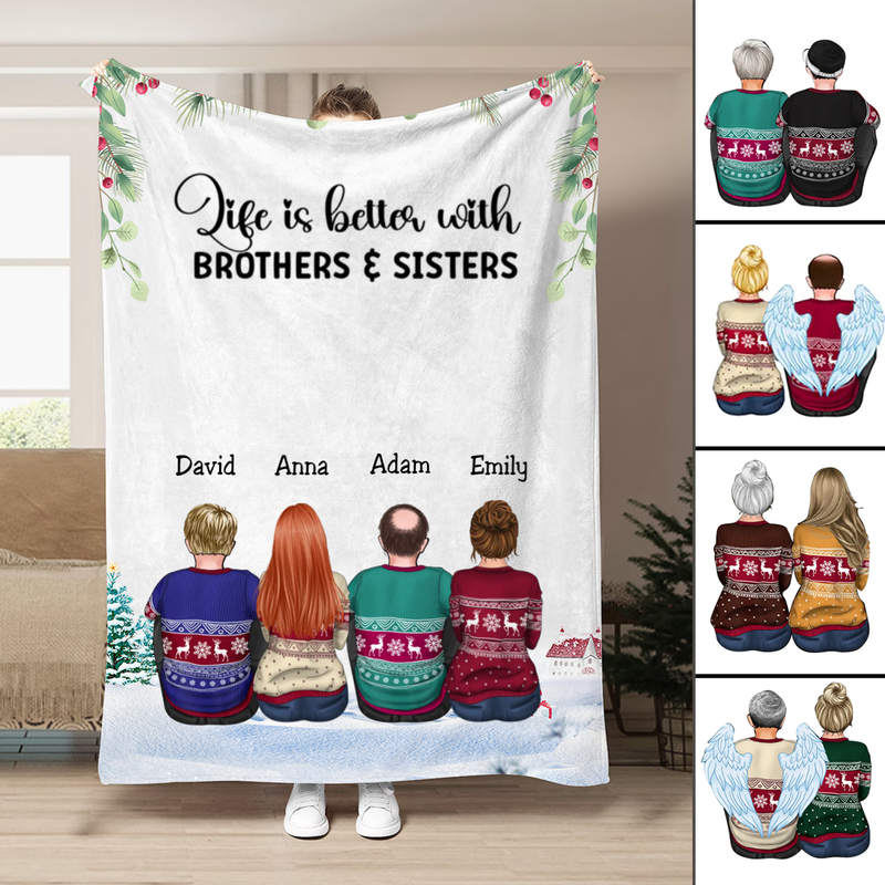 Family - Life Is Better With Brothers & Sisters - Personalized Blanket (NM)