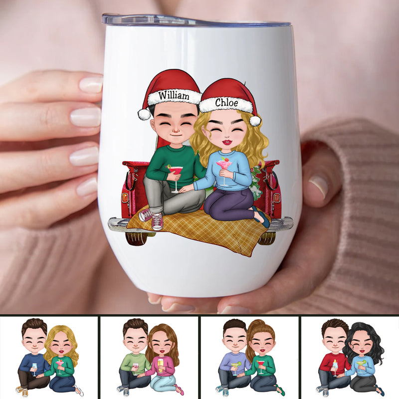 Couple - All I Want For Christmas Is You - Personalized Wine Tumbler (NM)