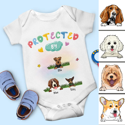 Dog Lovers - Protected By - Personalized Baby Bodysuit