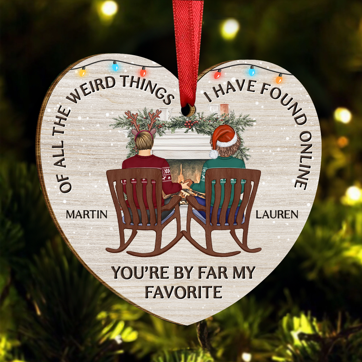 Of All The Weird Things I Have Found Online Christmas Couples - Personalized Custom Shaped Wooden Ornament