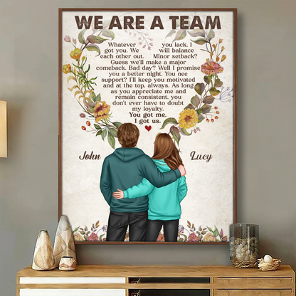 We're A Team Couple Back View Personalized Poster, Valentine's Day, Anniversary Gift For Him, For Her