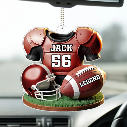 Football Jersey Uniform 3D Effect Personalized Acrylic Car Hanger, Gift for him, Gift for boyfriend, Gift for son