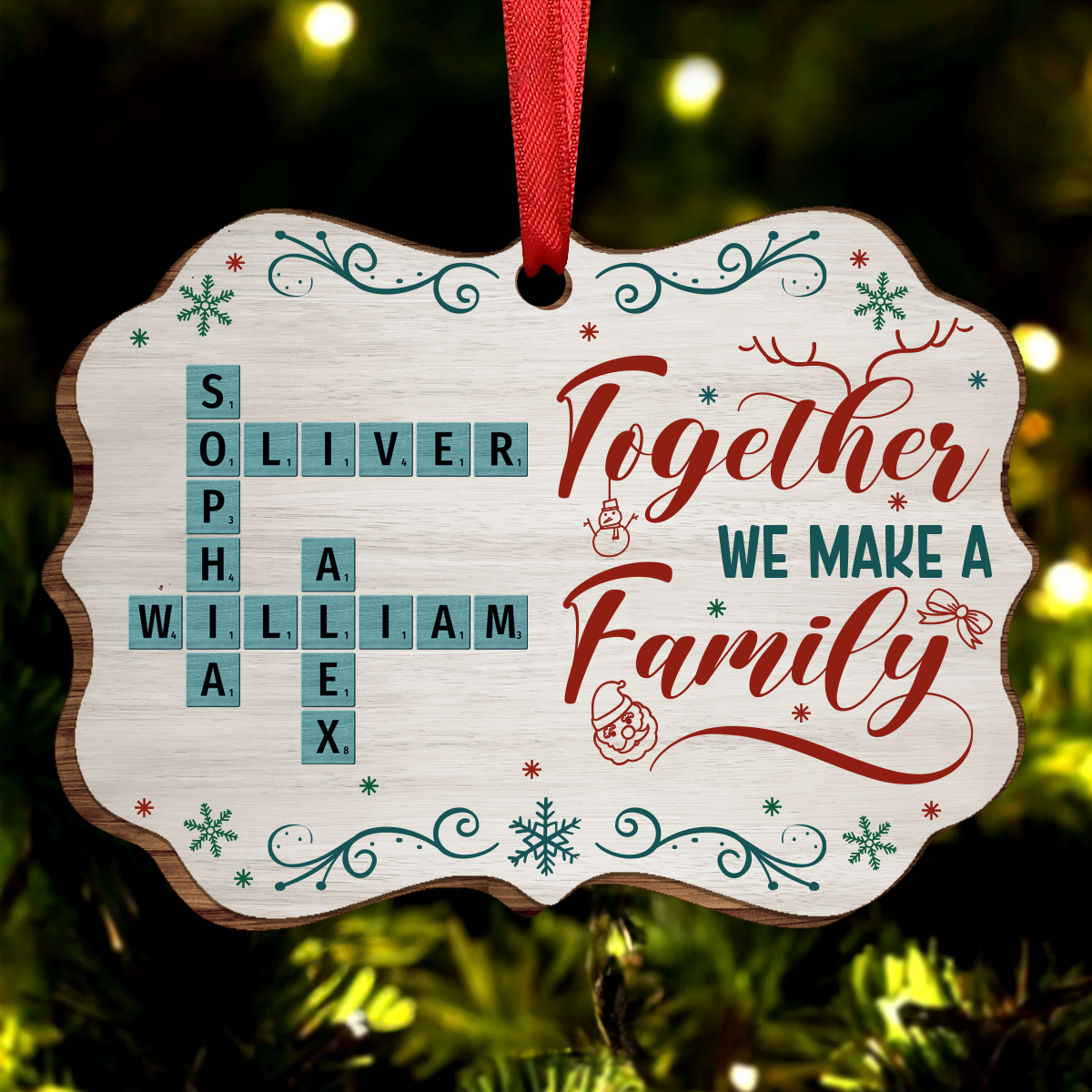 Together We Make A Family Crossword Puzzle Personalized Wooden Ornament, Christmas Gift for Husband Wife, Daughter Son, Grandma Grandpa