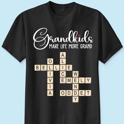 Crossword Grandkids Make Life More Grand - Personalized T Shirt
