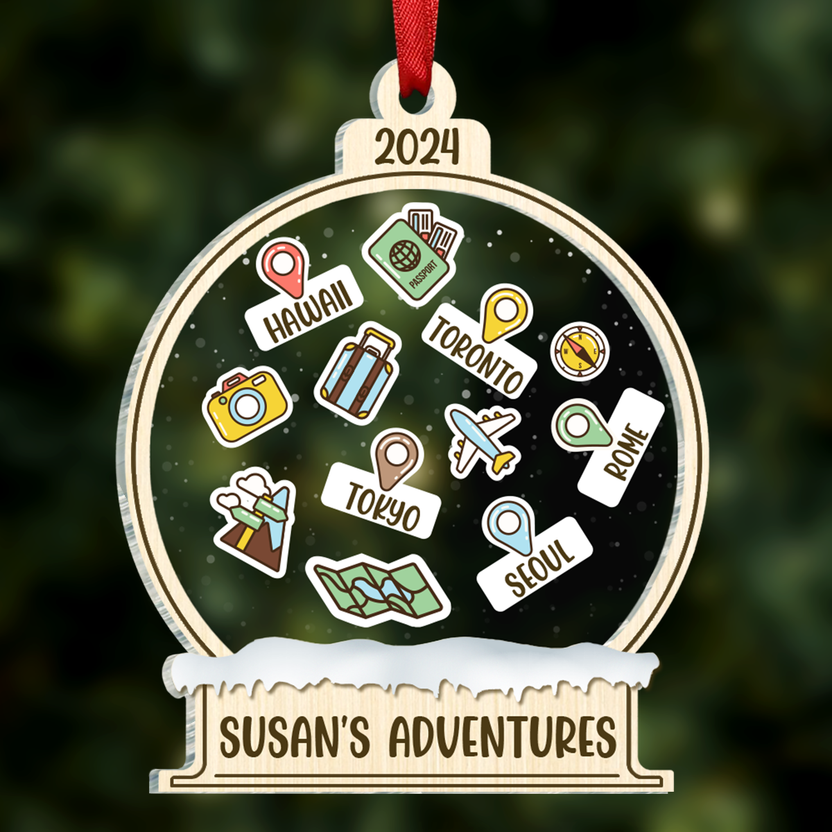 My Memorable And Fun Trips - Travel Personalized Custom Ornament - Acrylic Custom Shaped - Christmas Gift For Family Members, Gift For Adventure Travel Lovers