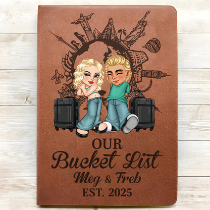 Our Bucket List Travel Couple - Personalized Leather Journal