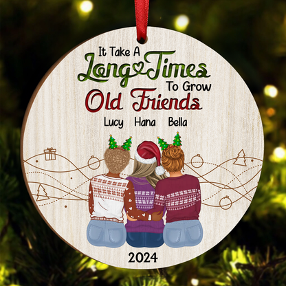 Take A Long Time To Grow Christmas Besties - Personalized Wooden Ornament