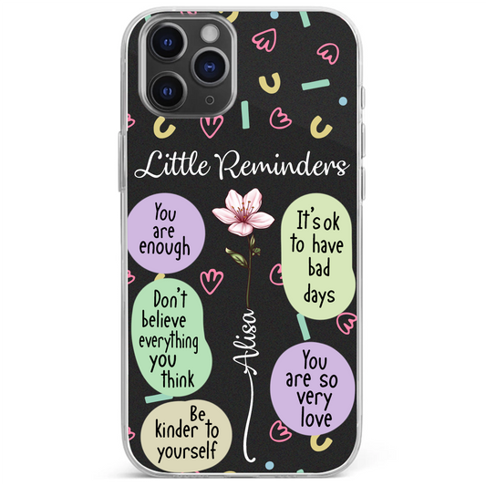 Birth Flower Little Reminders Be Kinder To Yourself - Personalized Clear Phone Case