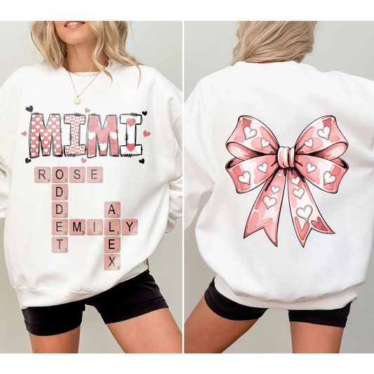 Grandma Nana Mimi Valentine's Day Gift Personalized Double Sided Sweatshirt