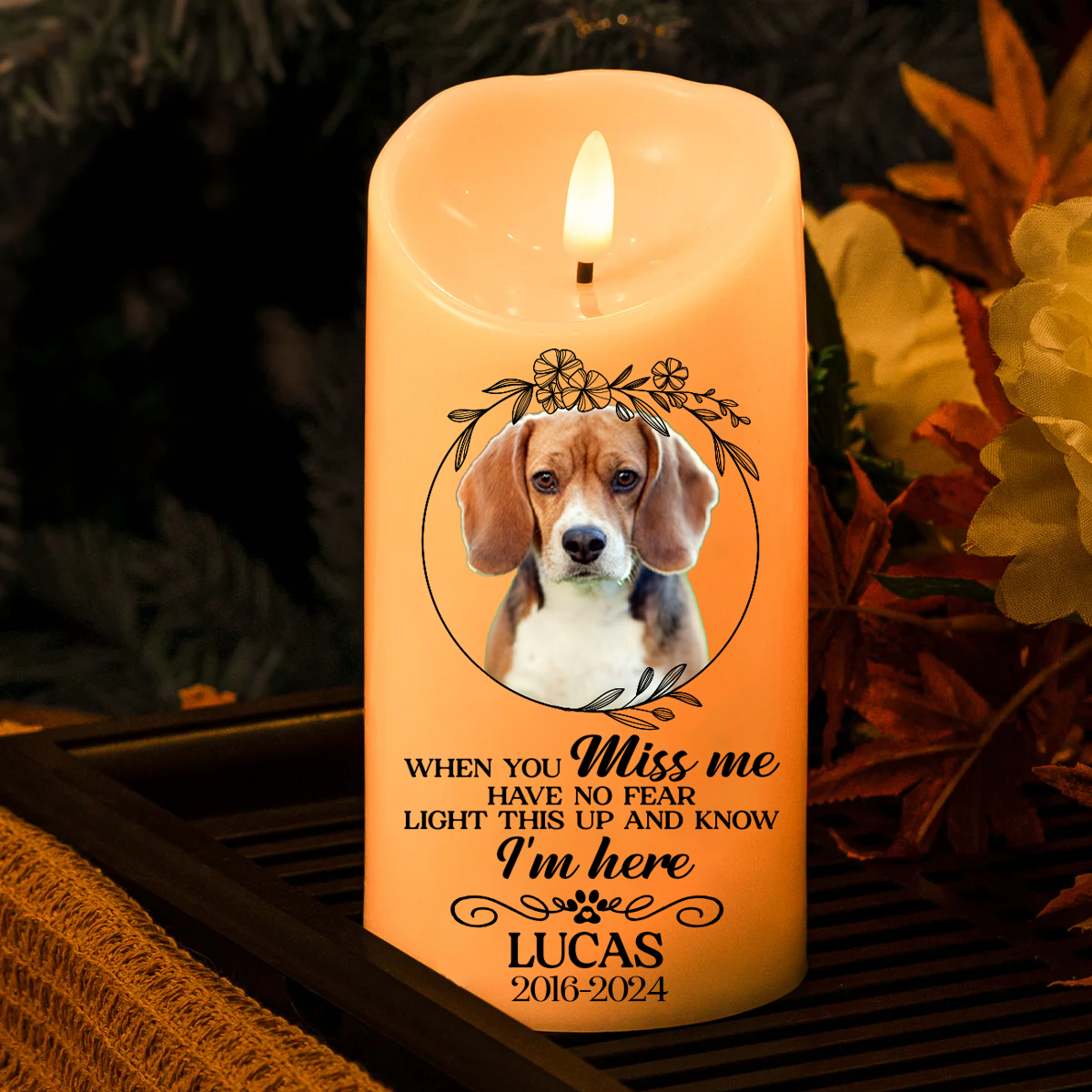 Custom Photo Light This Up And Know I'm Here Memorial - Personalized Flameless LED Candle