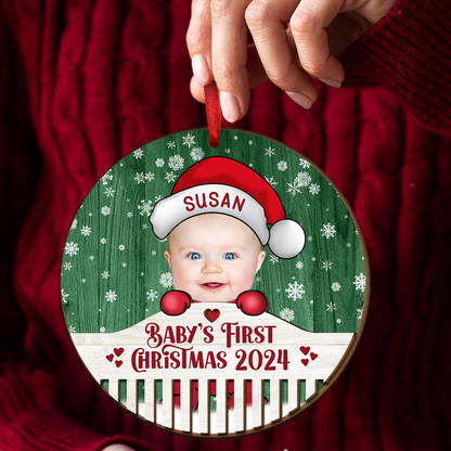 Custom Photo Christmas Baby Crib - Personalized  Wooden Ornament