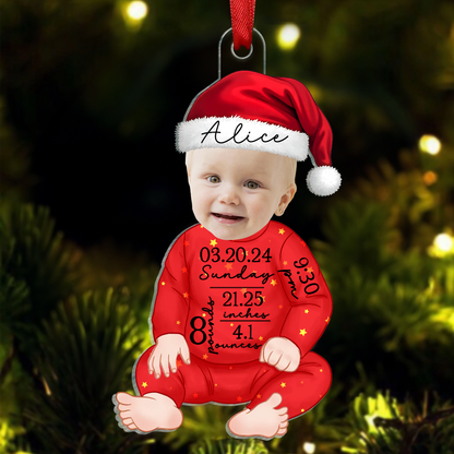 Baby‘s First Christmas Birth Stats Photo Upload Personalized Acrylic Ornament