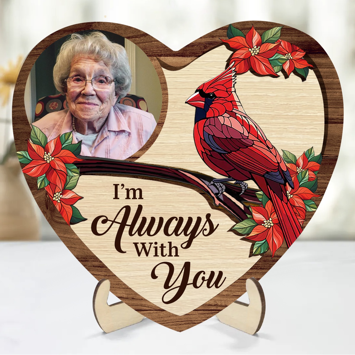 Custom Photo I'm Always With You Memorial - Personalized 2-Layered Wooden Plaque With Stand