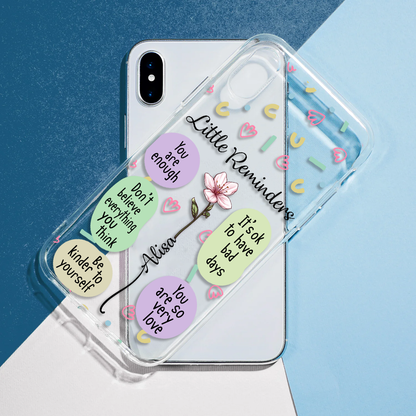 Birth Flower Little Reminders Be Kinder To Yourself - Personalized Clear Phone Case