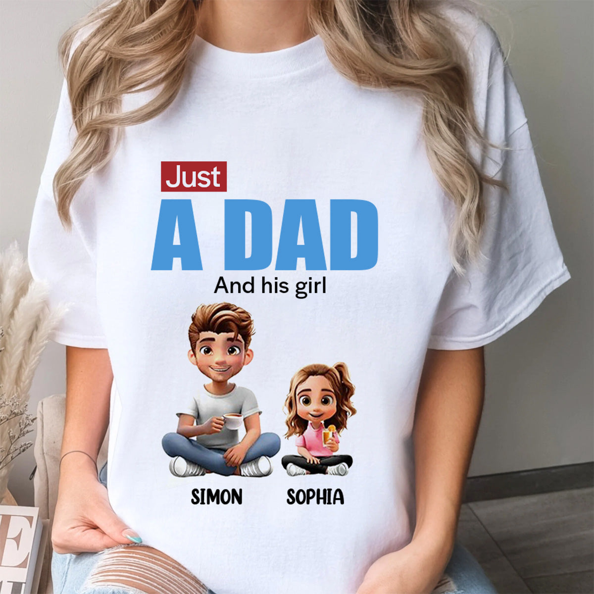 Just A Dad And His Girl 3D Cartoon - Personalized T Shirt