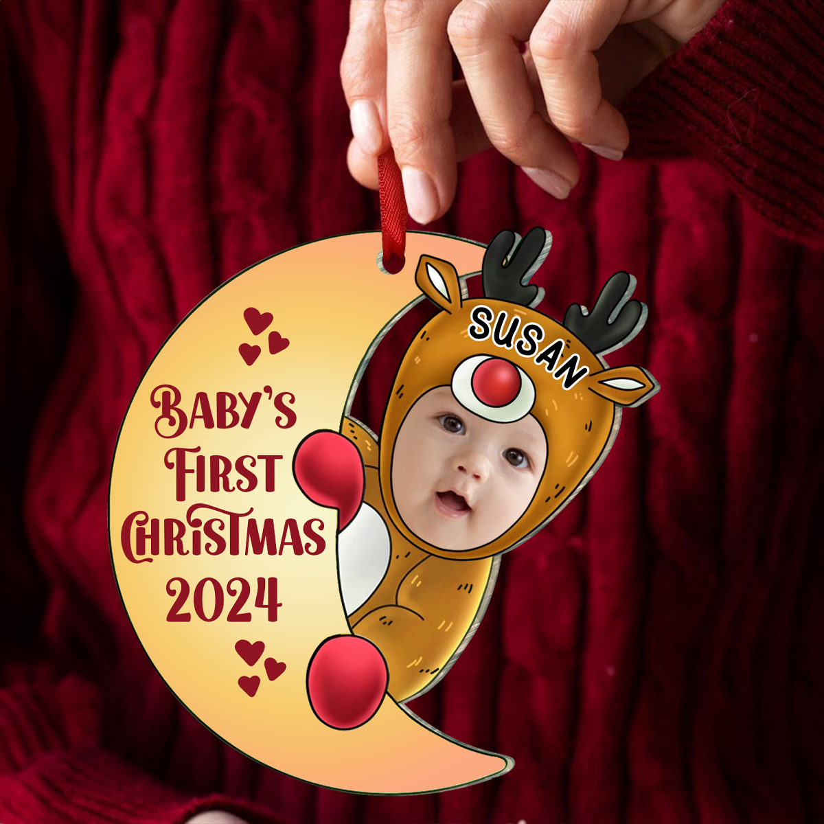 Custom Photo Christmas Santa Baby - Personalized Cutout Acrylic Ornament