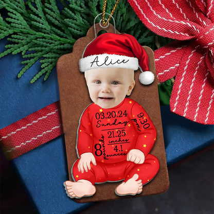 Baby‘s First Christmas Birth Stats Photo Upload Personalized Acrylic Ornament