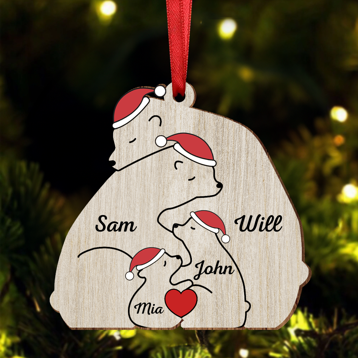 Christmas Dog Family - Personalized Custom Shaped Acrylic Ornament