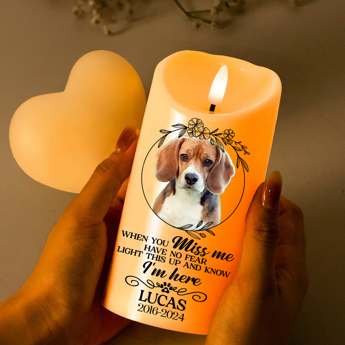 Custom Photo Light This Up And Know I'm Here Memorial - Personalized Flameless LED Candle