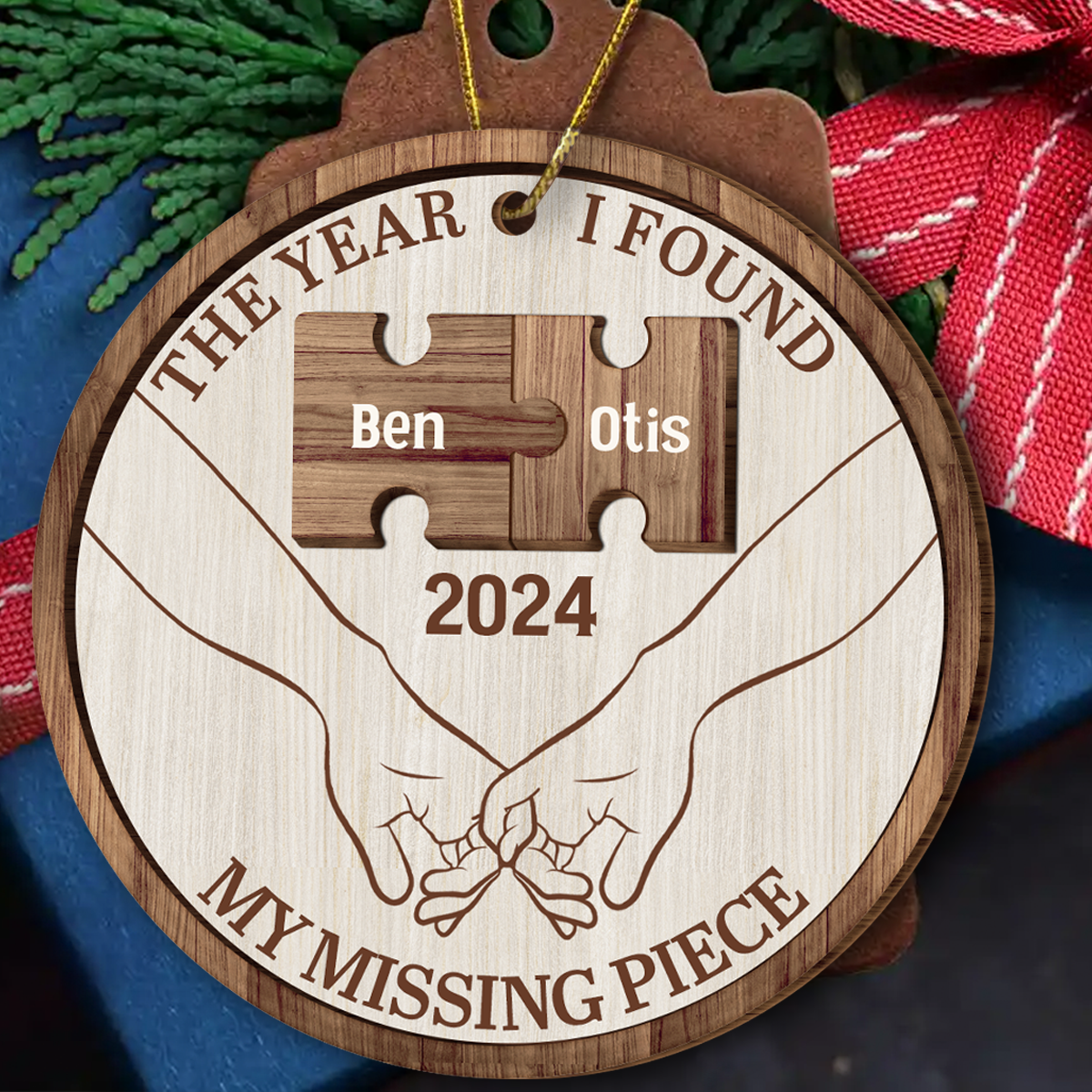 The Year I Found My Missing Piece Couples - Personalized 2-Layered Wooden Ornament