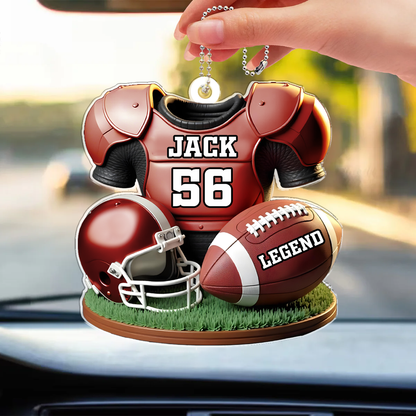 Football Jersey Uniform 3D Effect Personalized Acrylic Car Hanger, Gift for him, Gift for boyfriend, Gift for son