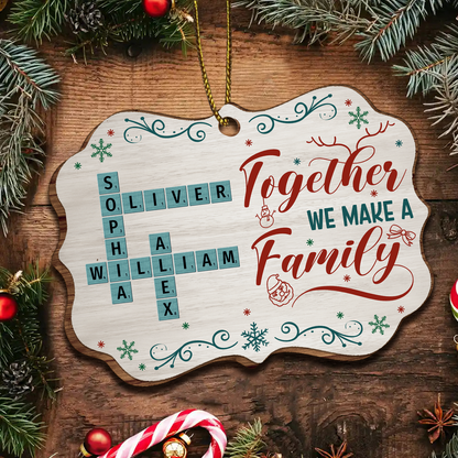 Together We Make A Family Crossword Puzzle Personalized Wooden Ornament, Christmas Gift for Husband Wife, Daughter Son, Grandma Grandpa