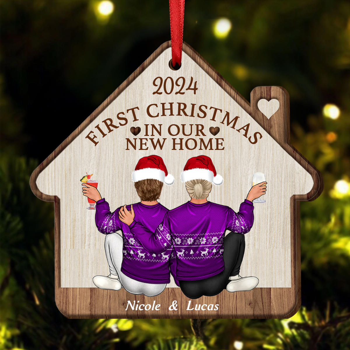 First Christmas In Our New Home - Personalized Custom Shaped Wooden Ornament