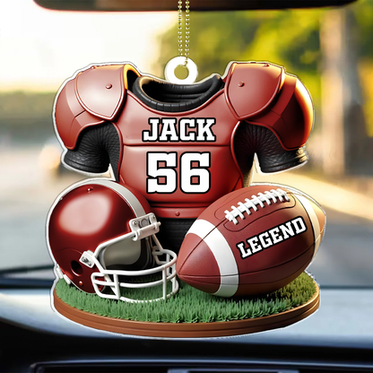 Football Jersey Uniform 3D Effect Personalized Acrylic Car Hanger, Gift for him, Gift for boyfriend, Gift for son