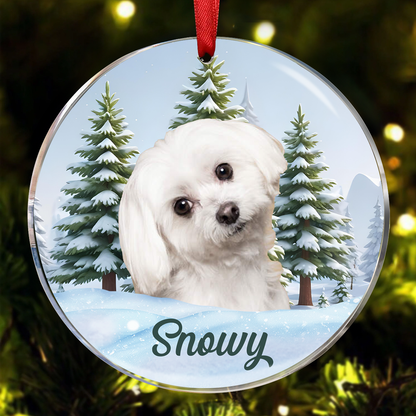 Custom Photo Pet Face Memorial - Personalized Circle Acrylic Ornament