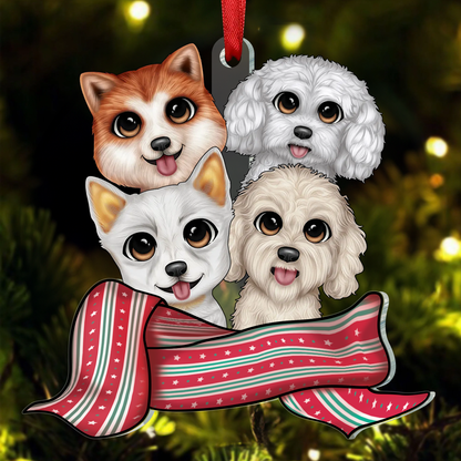 Christmas Scarf Dog Cat - Personalized Cutout Acrylic Ornament