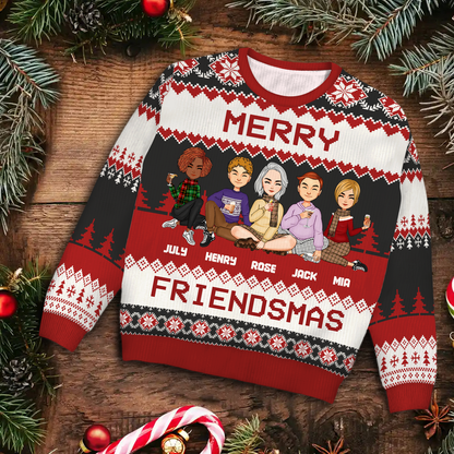 Merry Friendsmas - Christmas Gift For Besties - Personalized Unisex Ugly Sweater