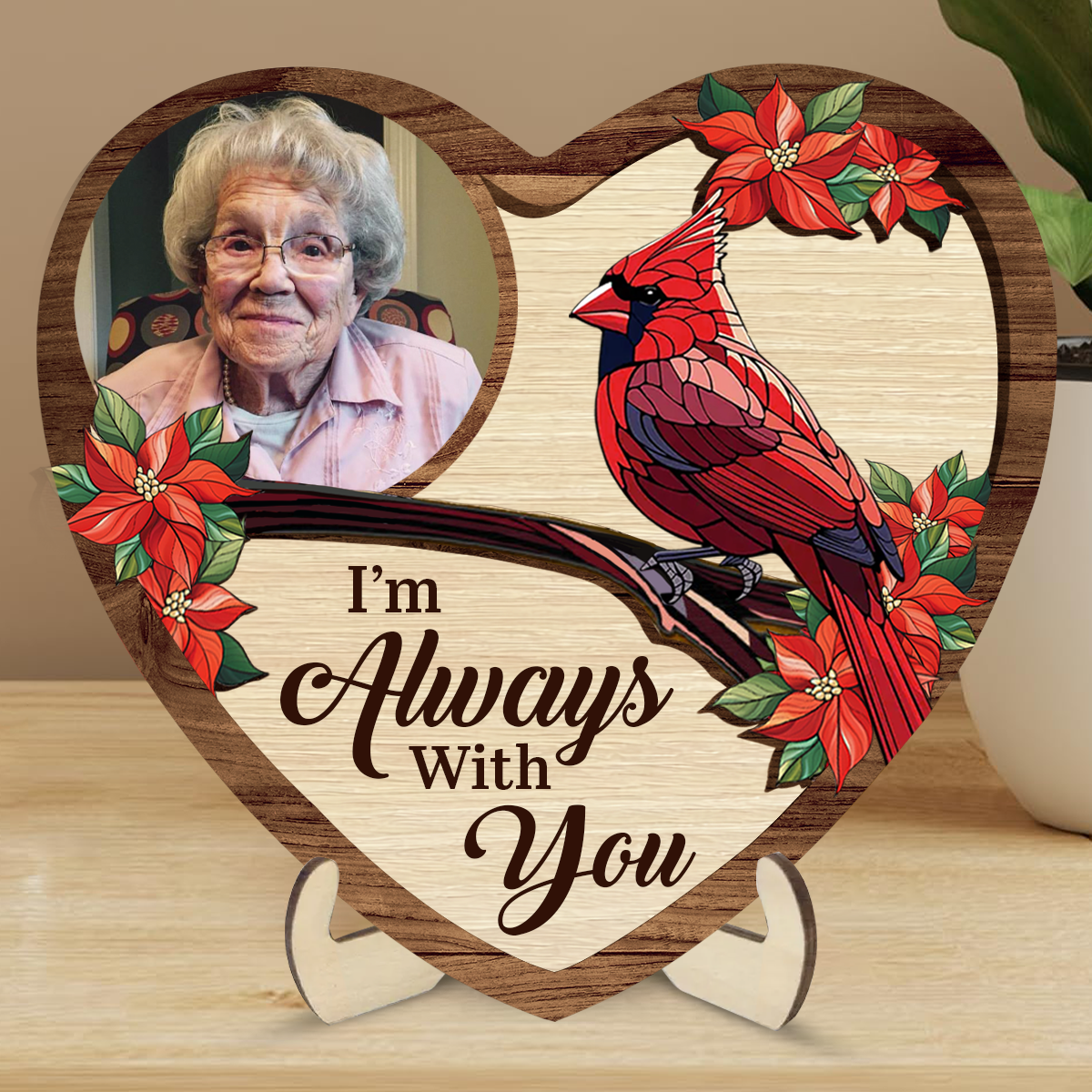 Custom Photo I'm Always With You Memorial - Personalized 2-Layered Wooden Plaque With Stand