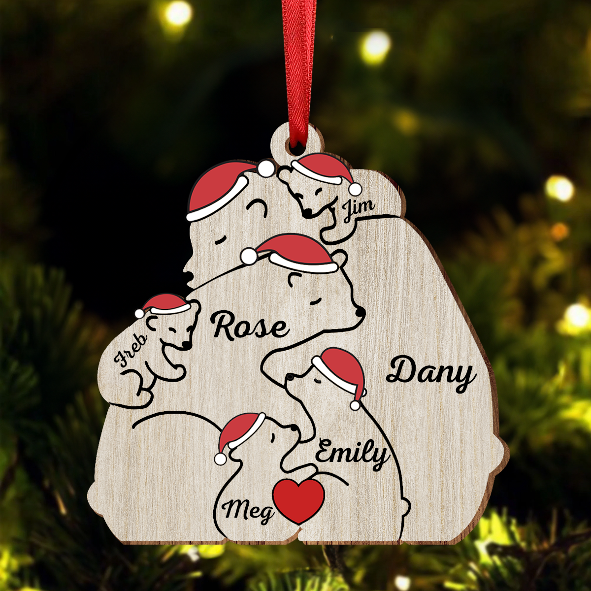 Christmas Dog Family - Personalized Custom Shaped Acrylic Ornament