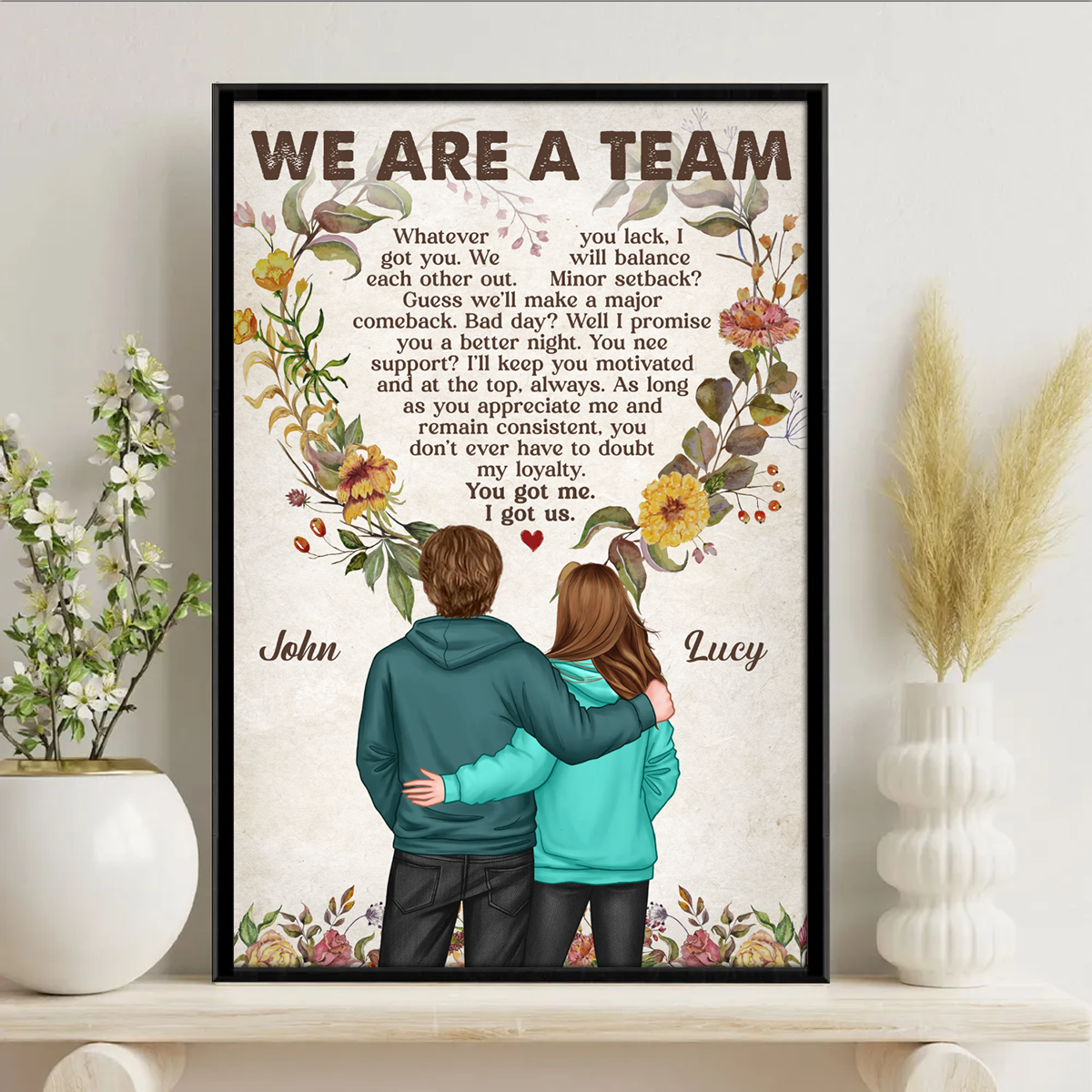 We're A Team Couple Back View Personalized Poster, Valentine's Day, Anniversary Gift For Him, For Her