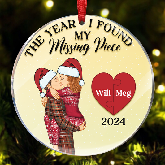 The Year I Found My Missing Piece Kissing Couples - Personalized Custom Shaped Ornament