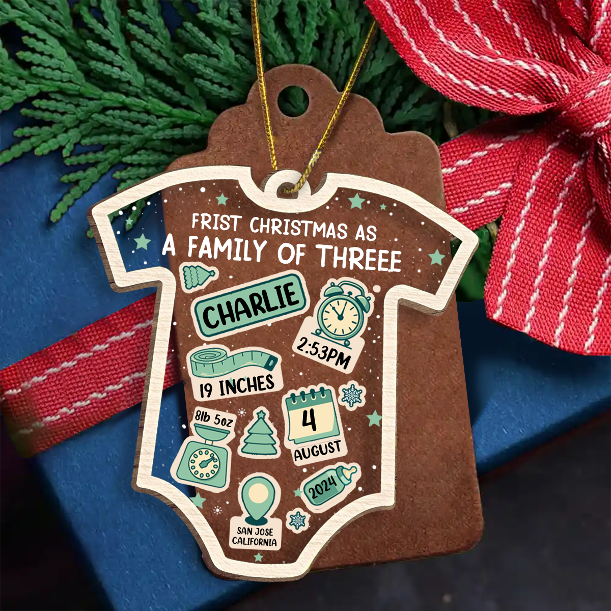 First Christmas Baby New Dad & Mom - Personalized 2-Layered Mix Ornament